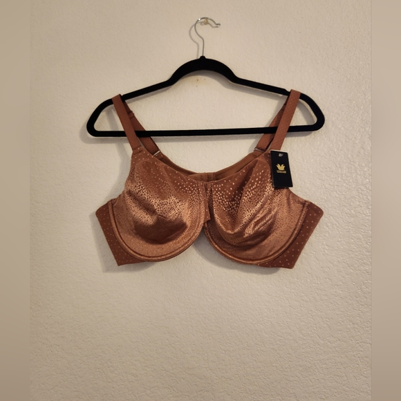 Wacoal Back Appeal Underwire Bra in Cocoa with Gold Dot Embellishment Size 44C - Picture 3 of 16